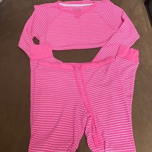 Cute thermal pink striped pajama set